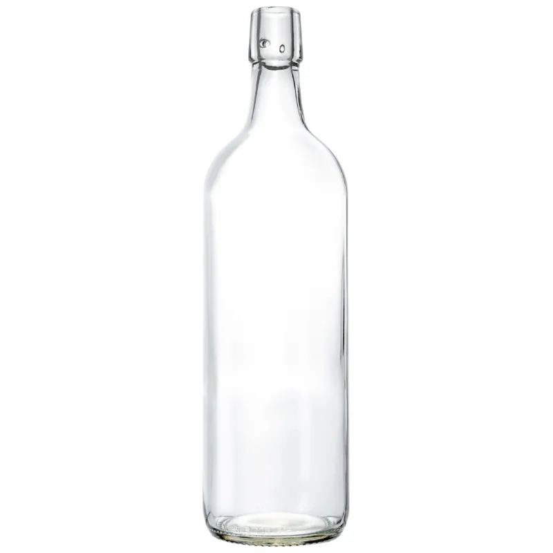 Kurzhalsflasche 1,0 l weiß Lochmündung für Bügelverschluss