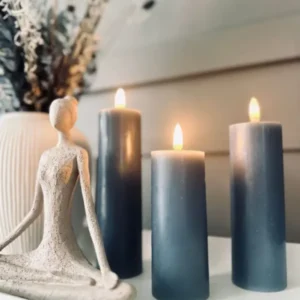 LED Bloklys / INDIGO 3 stk – Inkl. fjernbetjening - VIAMAJA.DK