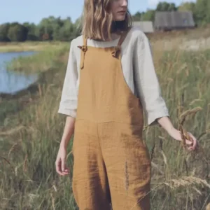 Linen Jumpsuit with Adjustable Straps - Epic Linen luxury linen