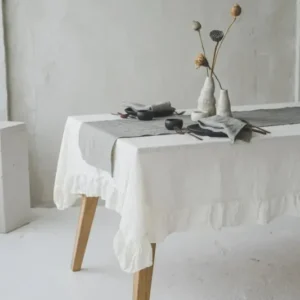 Linen Tablecloth with Ruffles - Epic Linen luxury linen