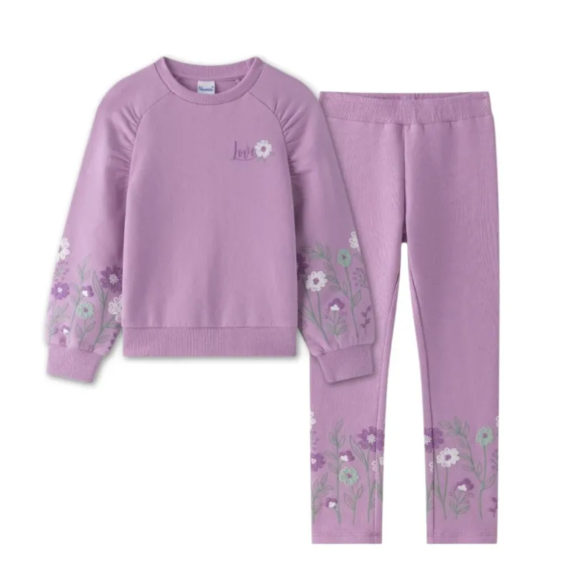 Mädchen Anzug Sweatshirt und Hose flieder