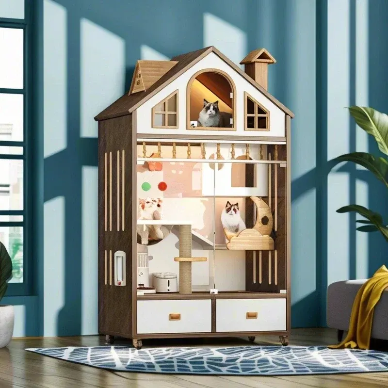 Wooden Luxury Indoor Large Cozy Cat House - Image 0