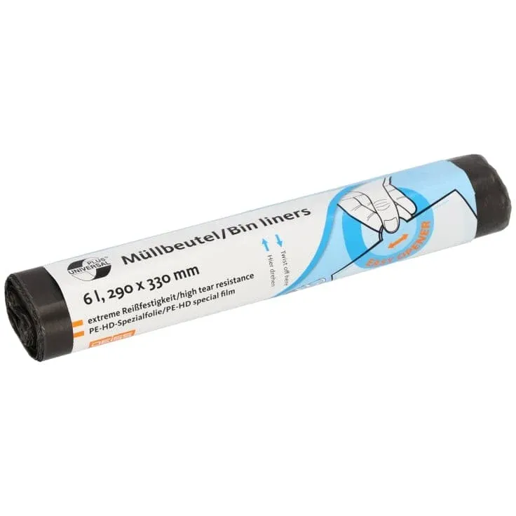 DEISS UNIVERSAL PLUS Müllbeutel 6 Liter grau, ca. 55 g/Rolle 1 Karton = 30 Rollen á 1500 Saecke