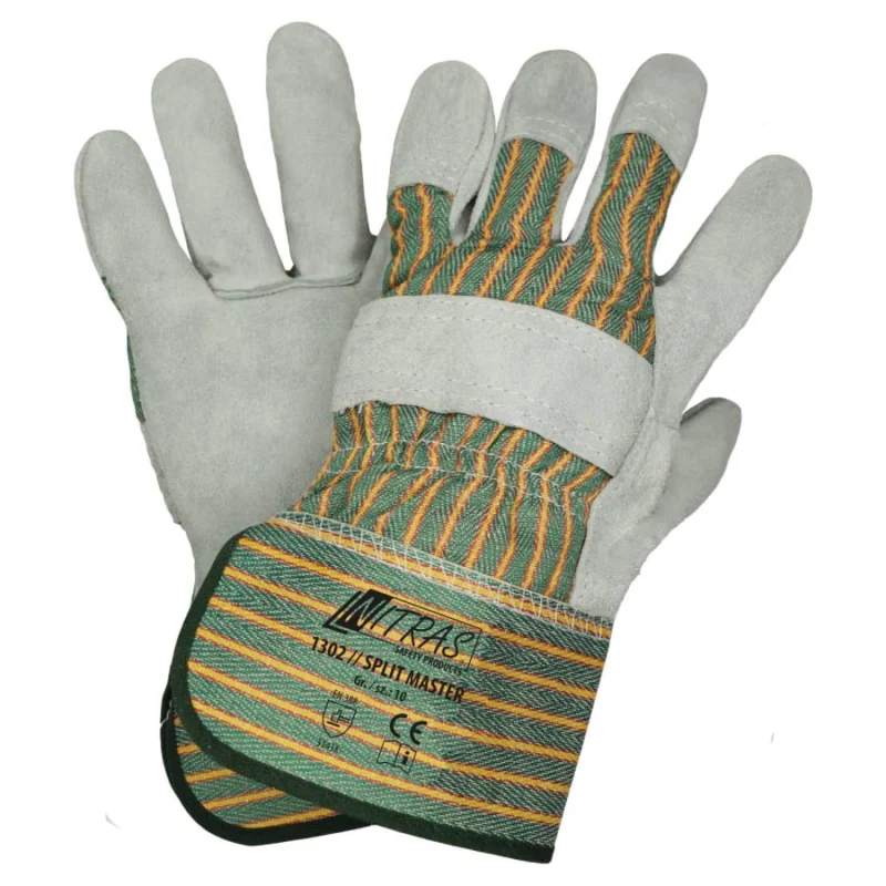NITRAS AS-3F Rindspaltlederhandschuhe Größe 8 – 1 Karton (72 Paar)