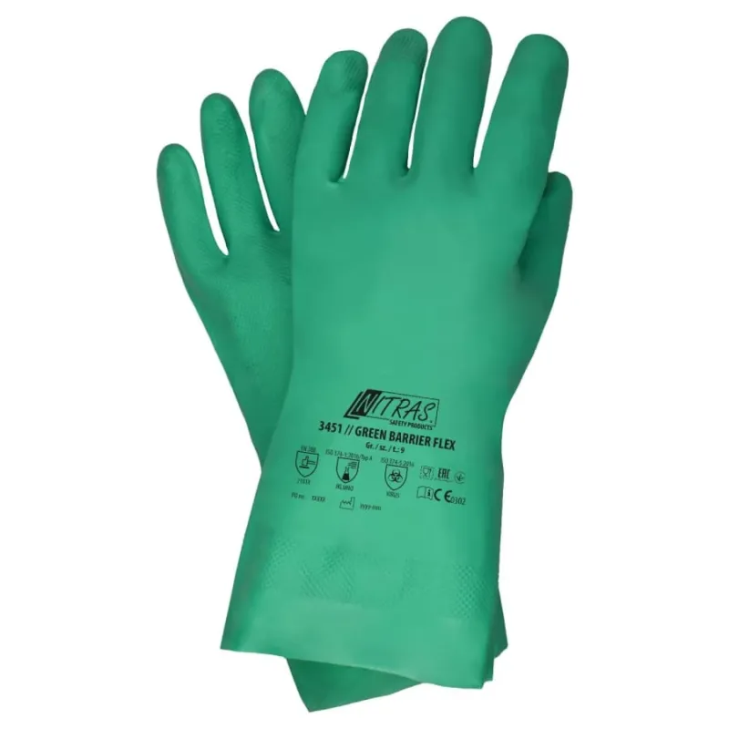 NITRAS GREEN BARRIER FLEX Chemikalienschutzhandschuhe, Nitril Größe 7 – 1 Paar