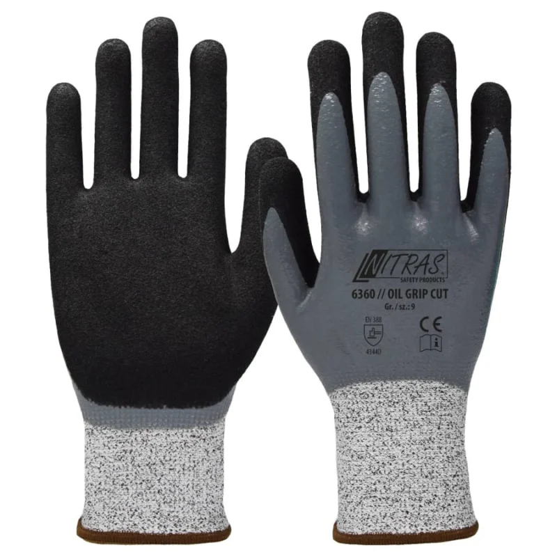 NITRAS Oil Grip Cut Schnittschutzhandschuhe M (7) – 1 Packung (10 Paar)