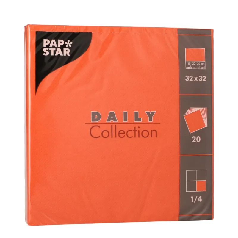 Papstar DAILY Collection Servietten, 32x32 cm, 1/4, nektarine 1 Karton (15 Packungen × 20 Stück)