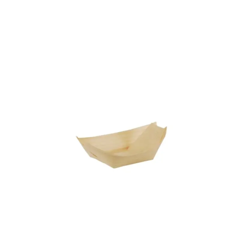 Papstar Pure Schiffchen Fingerfood-Schalen, Holz 1 Packung (50 Stück), 8,5 x 5,5 cm