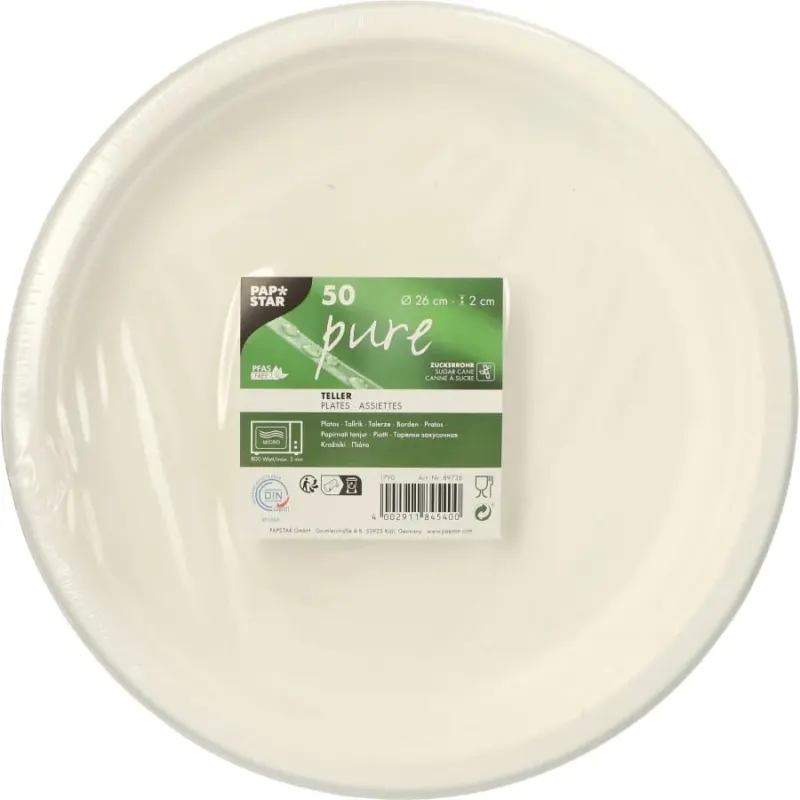 Papstar Pure Teller Zuckerrohr, 26 x 2 cm