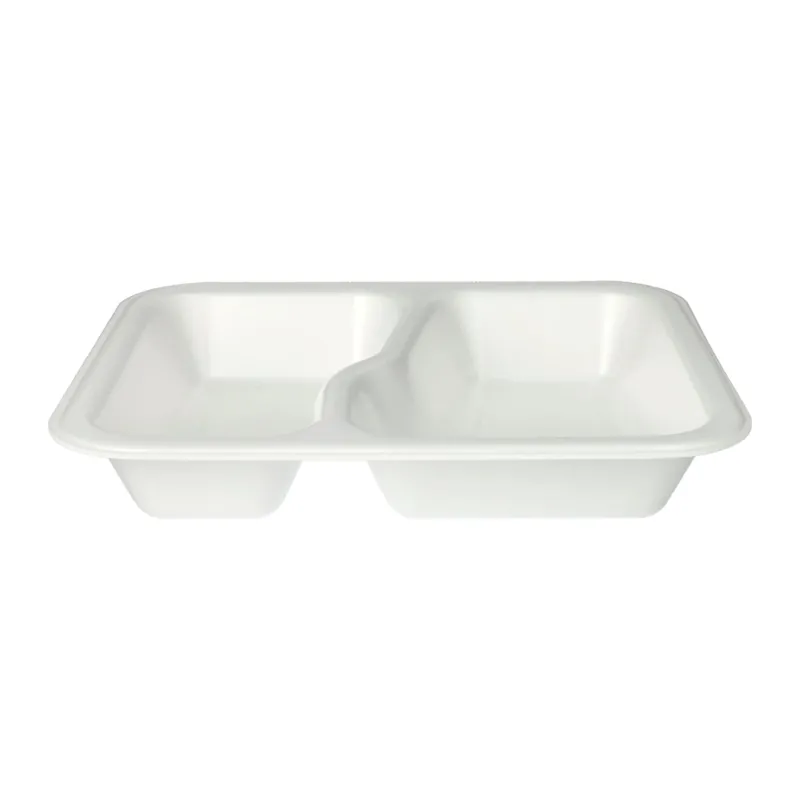PAPSTAR Take away, Siegelschalen, 1000 ml, 2-geteilt 1 Karton (6 Packungen × 100 Stück), Weiß