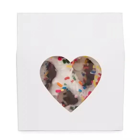 Kraft Gift Boxes White with Heart Window 8,9x3,8x10,2 cm