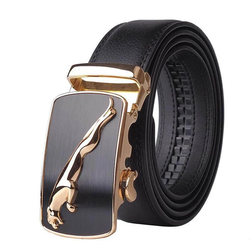 Automatic Buckle Cowhide Leather Men Belt - Image 0