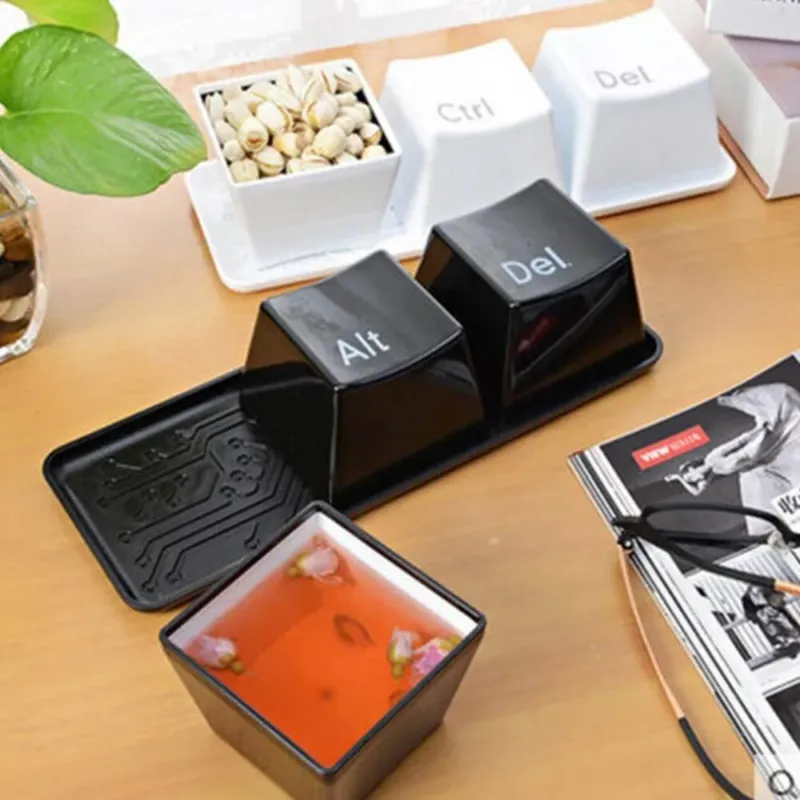3pcs/Set Ctrl ALT DEL Keyboard Tea Cup Container - Image 0