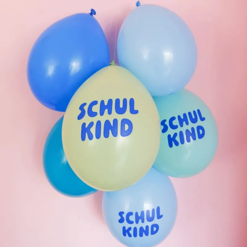 Schulkind Luftballon Set blau-Mix 6 Stück