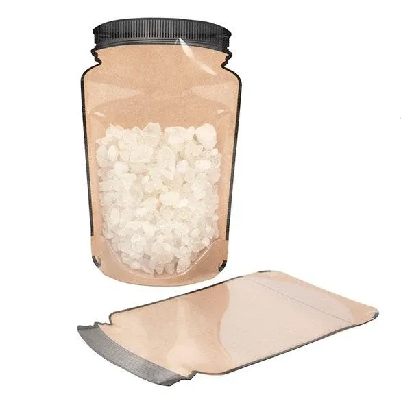 Stand Up Pouches Kraft Pot Shape With Clear Front 15.2x7.9x25.4cm