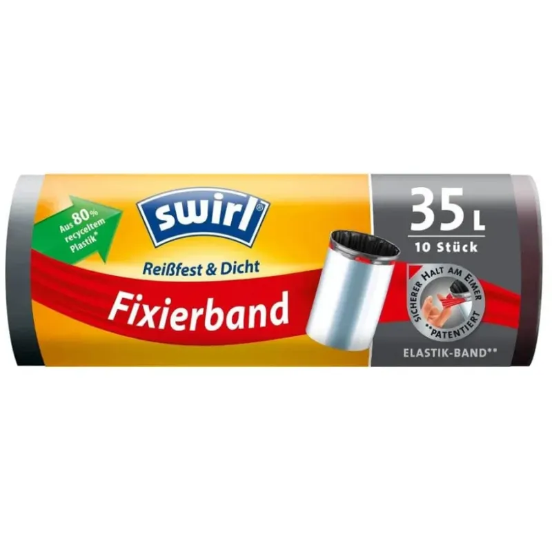 swirl Mülleimerbeutel mit Fixierband schwarz 35 Liter