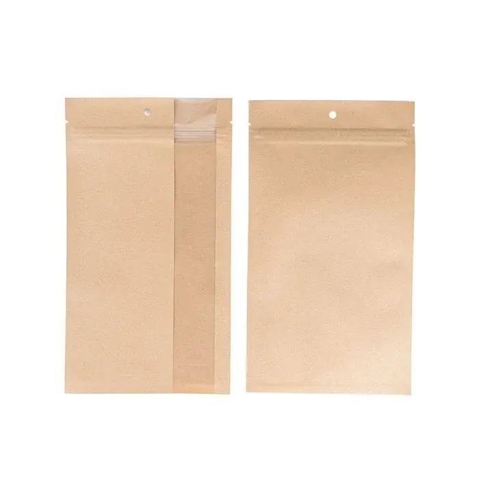 Grip Seal Bags Kraft With Vertical Window 12.7x20.8 cm