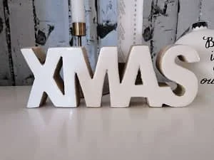 J-line Weihnachtsschild aus weißem Mangoholz