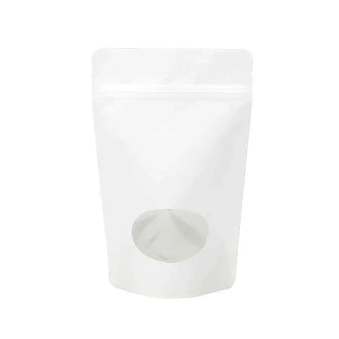 Stand Up Pouches Kraft White with oval Window 13x8x20.5cm